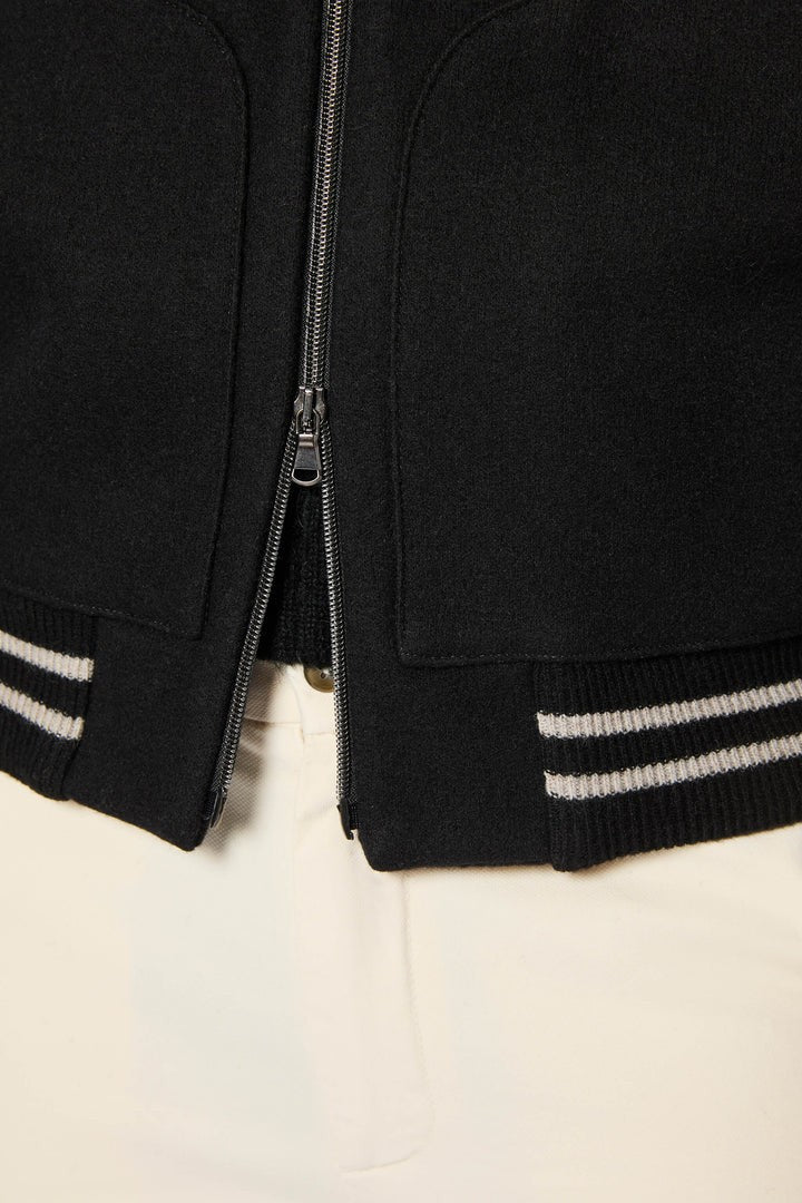 L.B.M. 1911 Zip-Up Black Sweatshirt With Contrasting Drawstrings