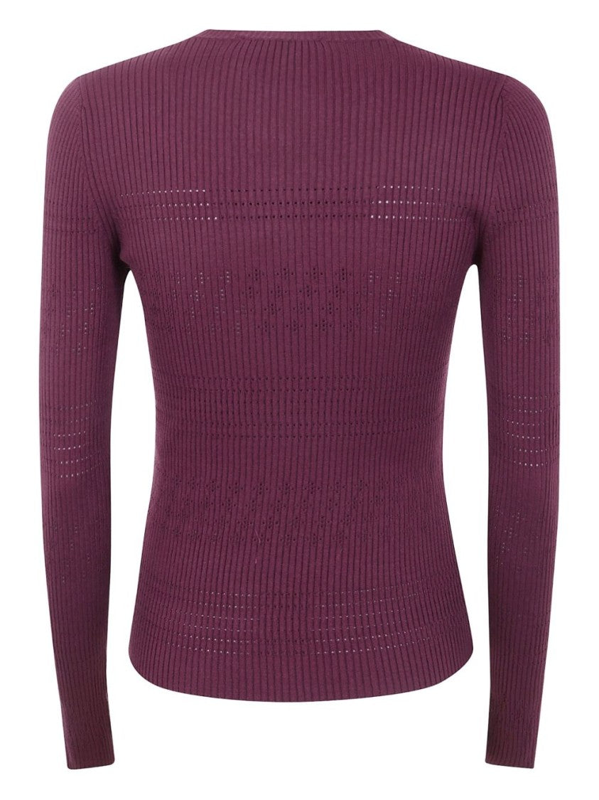 Twin-Set Ribbed Knit Sweater With V-Neck