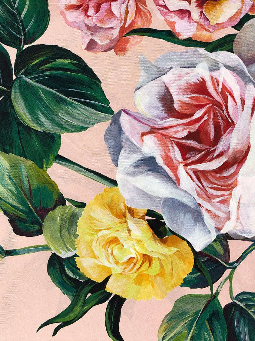 Dolce & Gabbana Floral Print Silk Twill Scarf