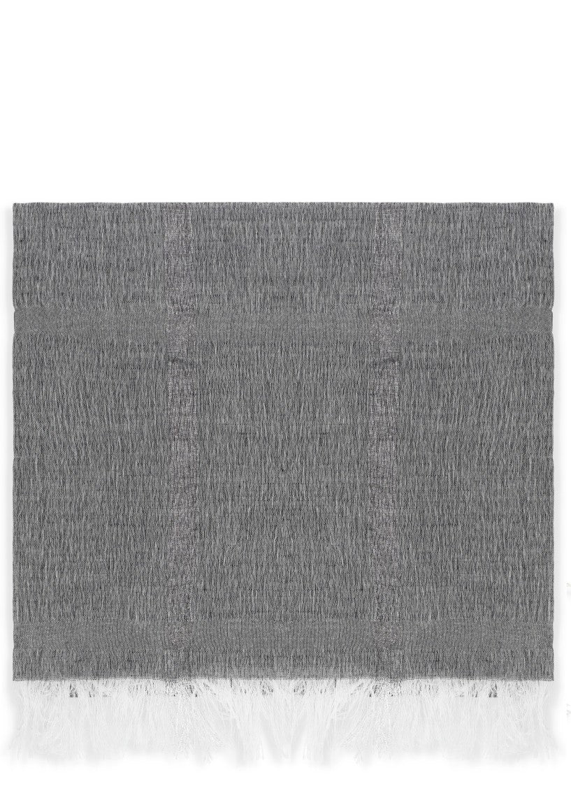 Panicale Rectangular Grey Linen Blend Scarf With Lurex Pattern
