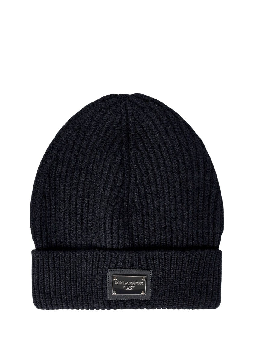 Dolce & Gabbana Black Ribbed Beanie