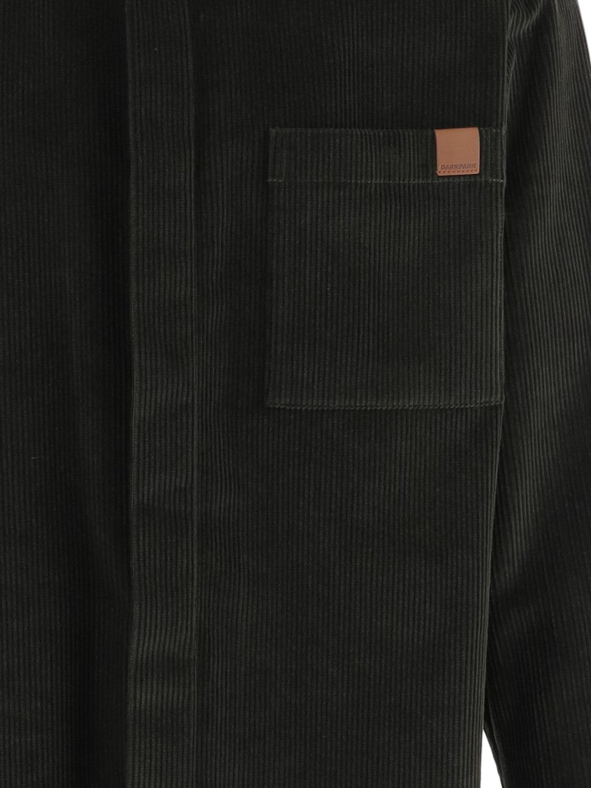 Darkpark Ribbed Cotton Velvet Shirt With Classic Collar And Hidden Closure