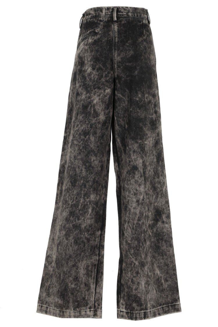 Federica Tosi Wide-Leg Jeans In Cloudy Gray With Contrast Stitching