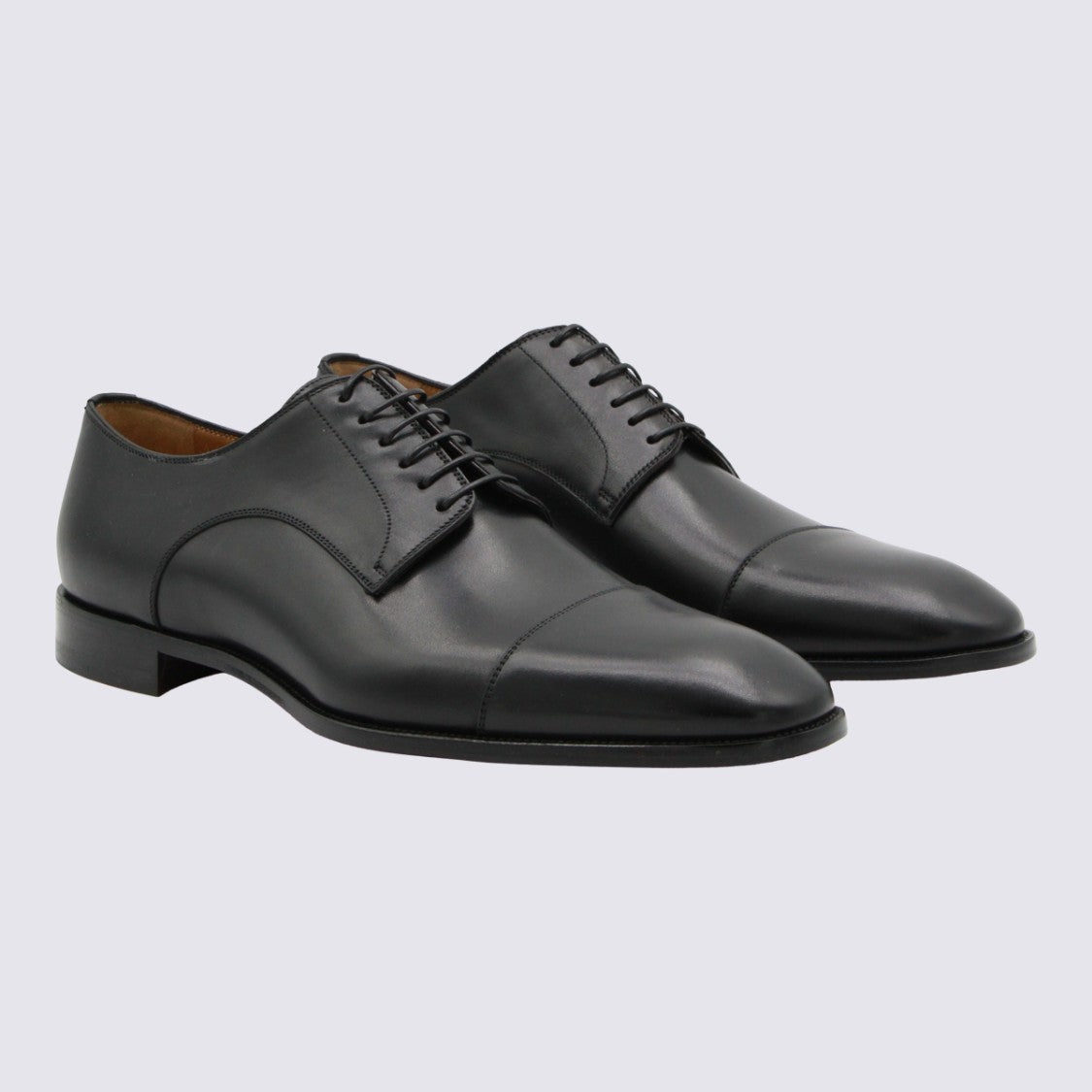 Christian Louboutin Polished Leather Flat Shoes With Cap Toe
