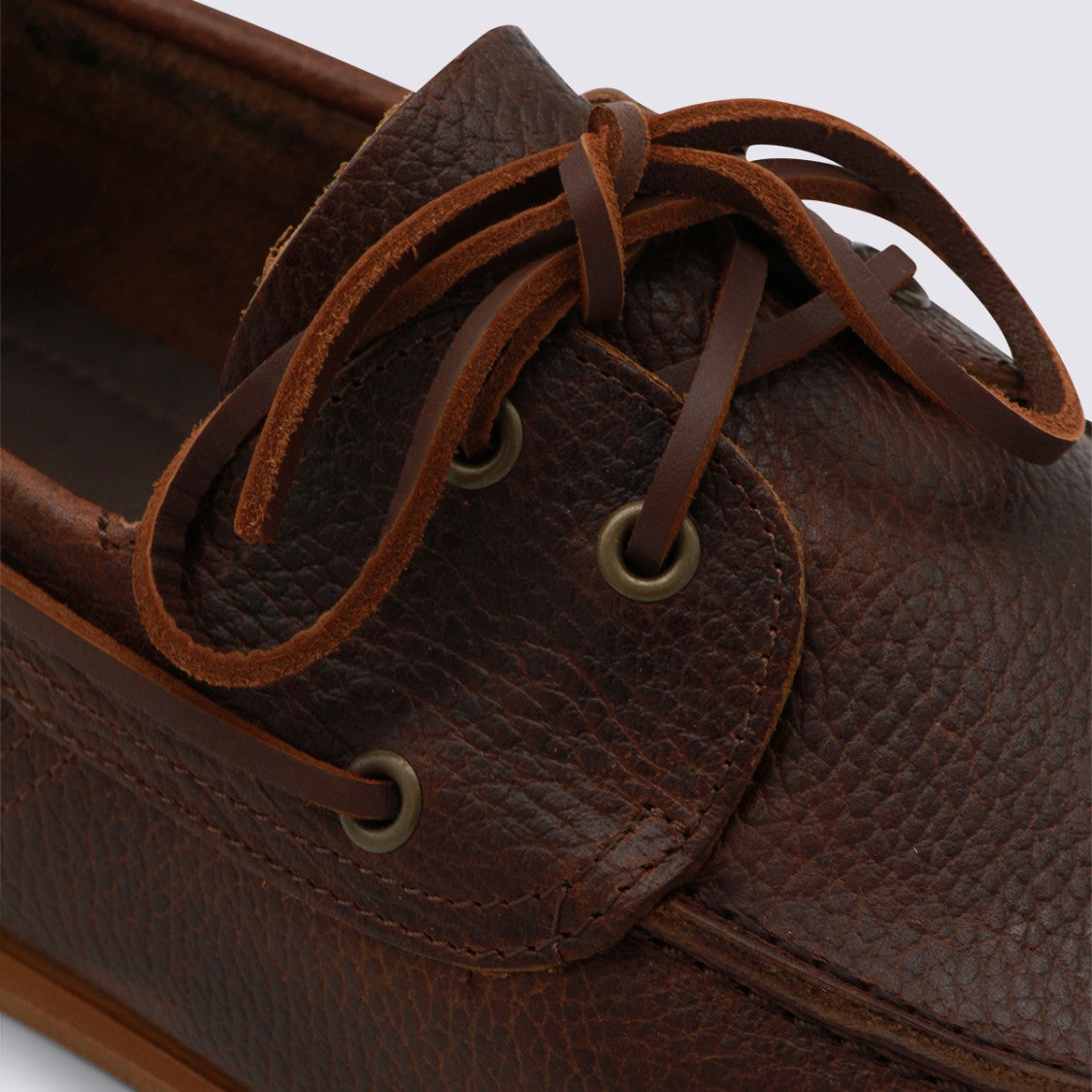 Sebago Moccasin Design Brown Leather Flat Shoes
