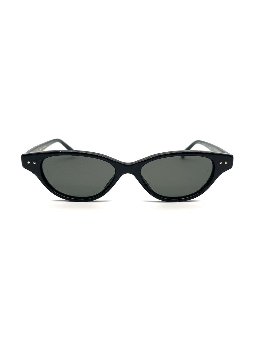 Linda Farrow Cat-Eye Black Acetate Sunglasses With Gold Accents