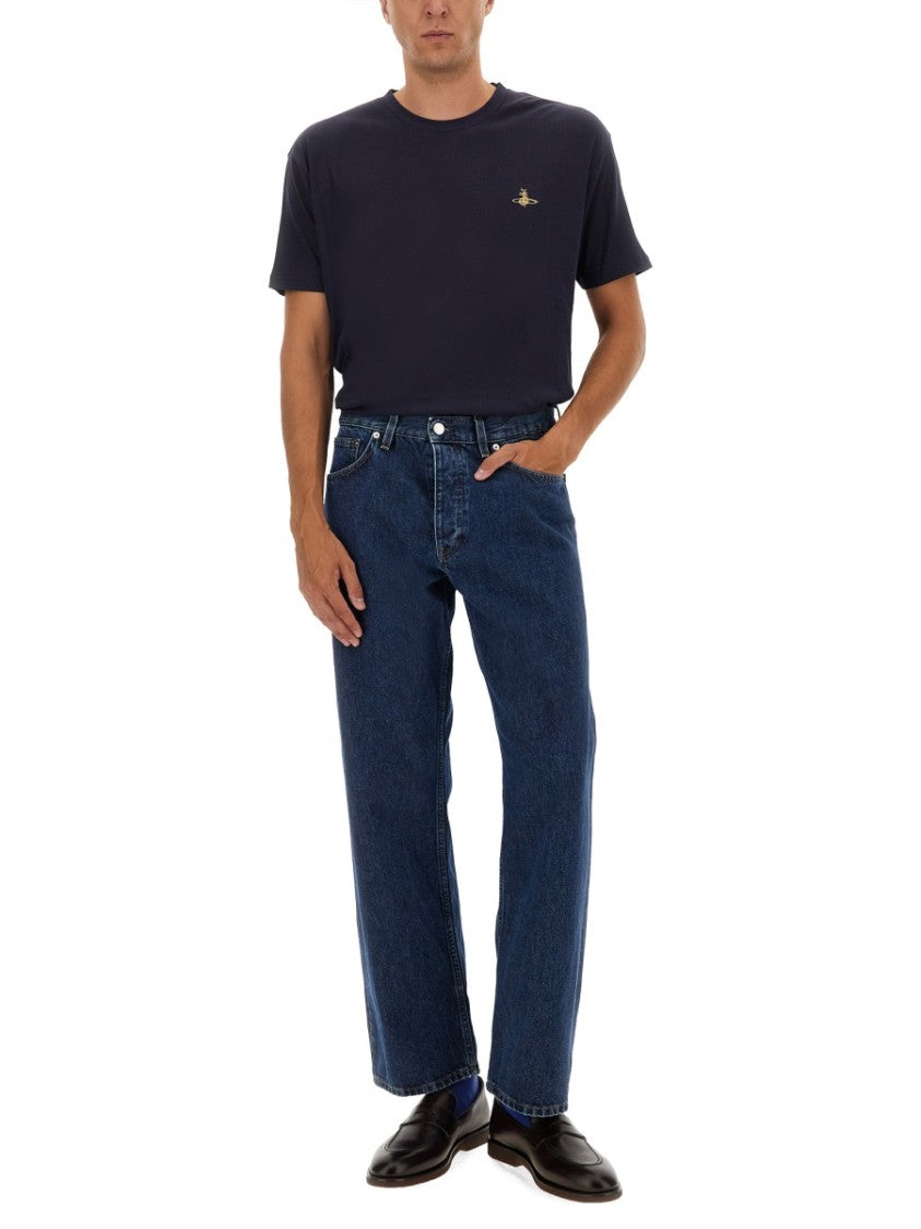 Vivienne Westwood Short-Sleeve Blue T-Shirt With Orb Embroidery