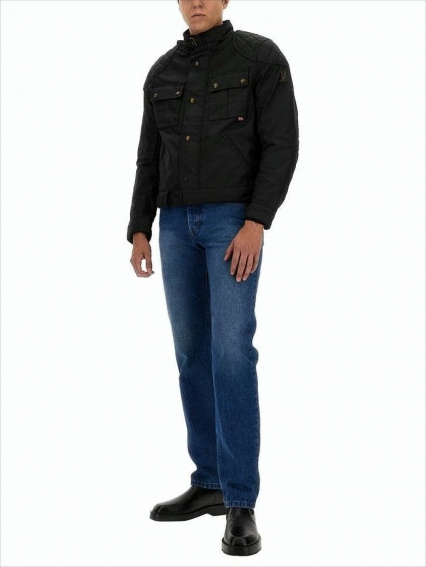 Belstaff Cropped Quilted Jacket With High Collar