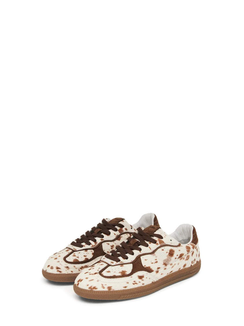 Alohas Low-Profile Soft Camel Leather Sneakers With Distinctive Spotted Pattern