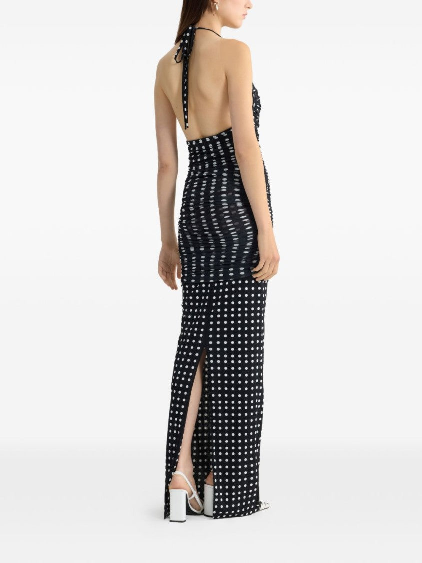 Patou Blue Silk And Nylon Maxi Dress