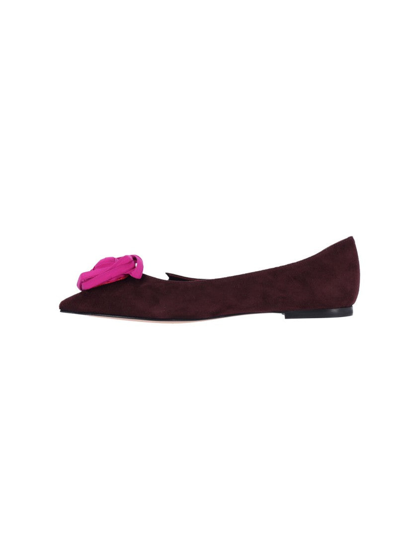 Roger Vivier Brown Rose Vivier Suede Flats