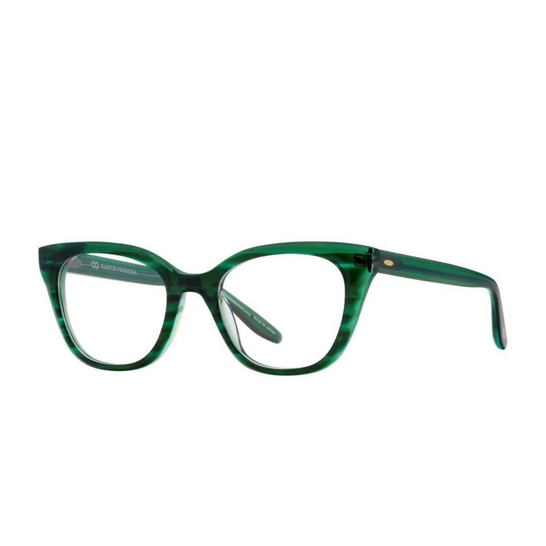 Barton Perreira Ginnie Translucent Green Cat-Eye Eyeglasses With Gold Accent