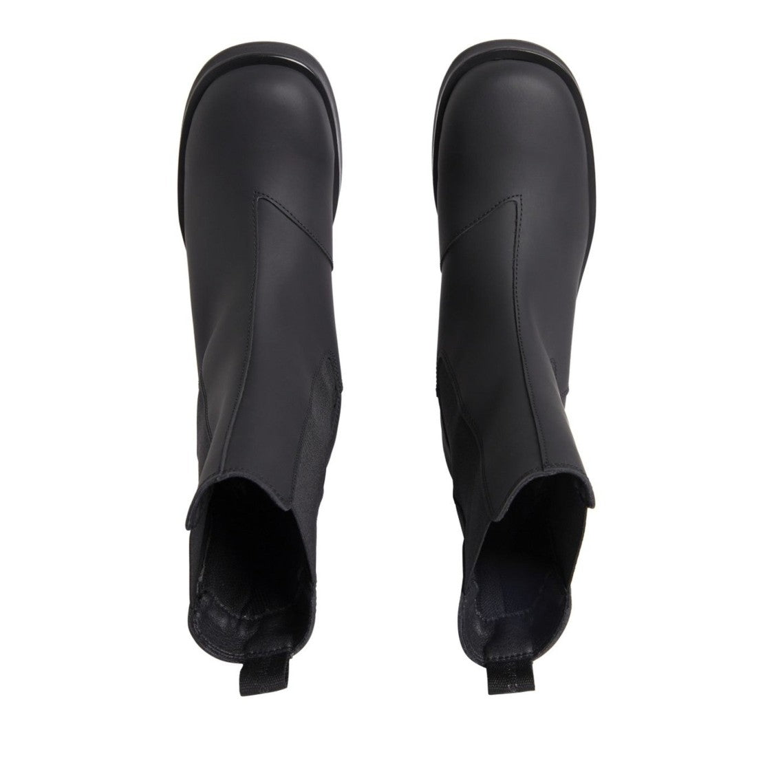 Calvin Klein Jeans Black Sleek Elastic Panels Leather Ankle Boots