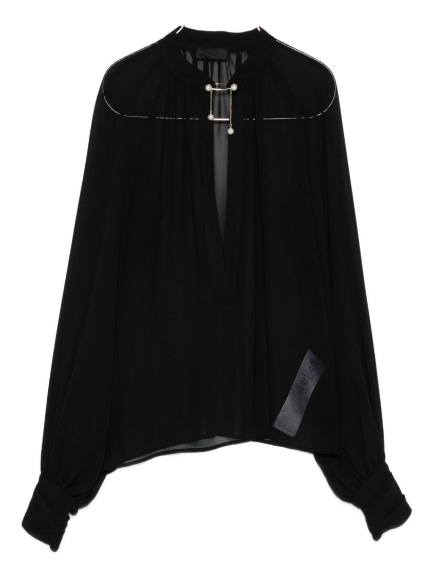 Liu Jo Flowing Black Blouse With Voluminous Sleeves