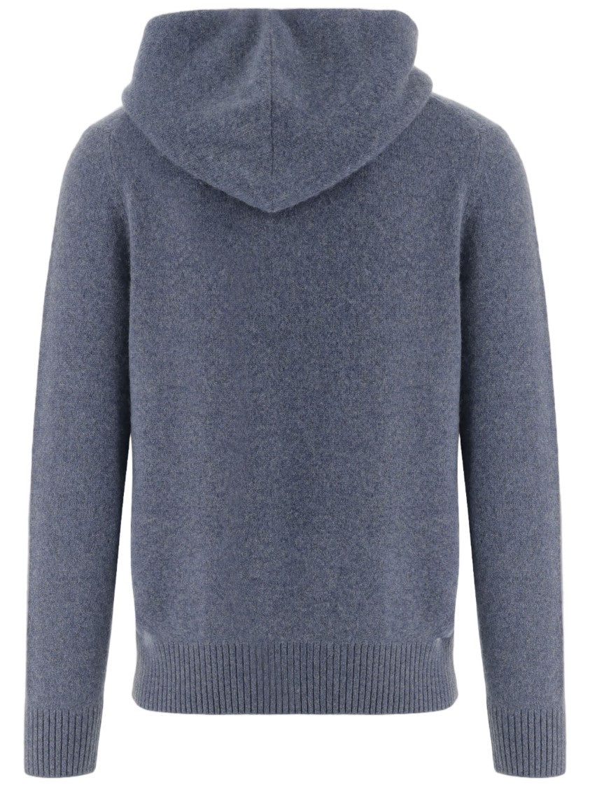 Vince Blue-Gray Hooded Cashmere Sweater