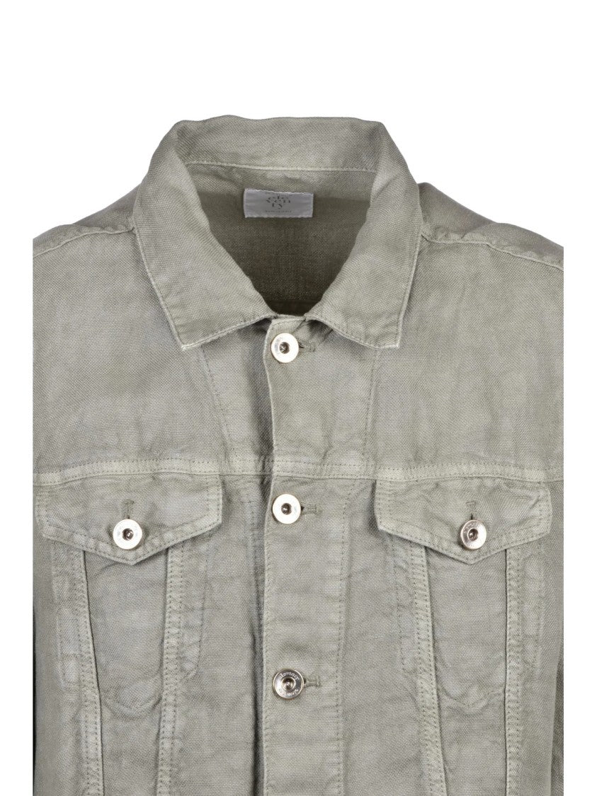Eleventy Sage Green Soft Linen Jacket