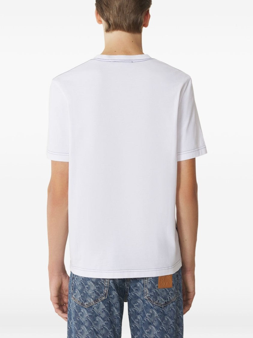 Lanvin White Graphic Print Tonal Stitch T-Shirt