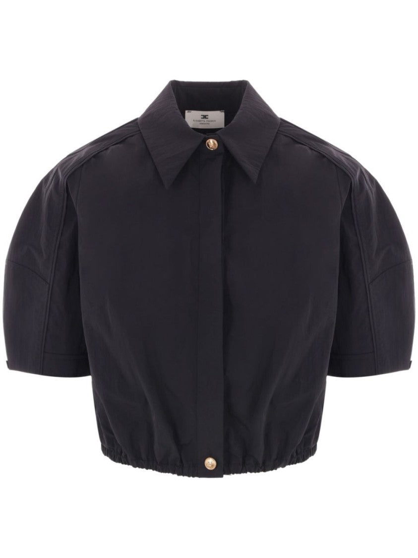 Elisabetta Franchi Structured-Collared Cropped Shirt With Gathered Hem