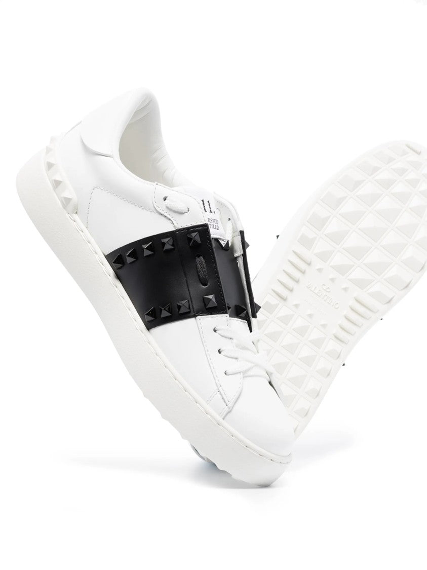 Valentino Low-Top Leather Sneakers With Pyramid Studs And Bold Strap