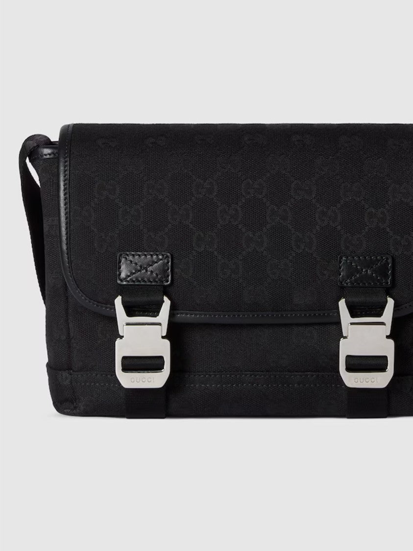 Gucci Black Rectangular Monogram Flap Crossbody Bag