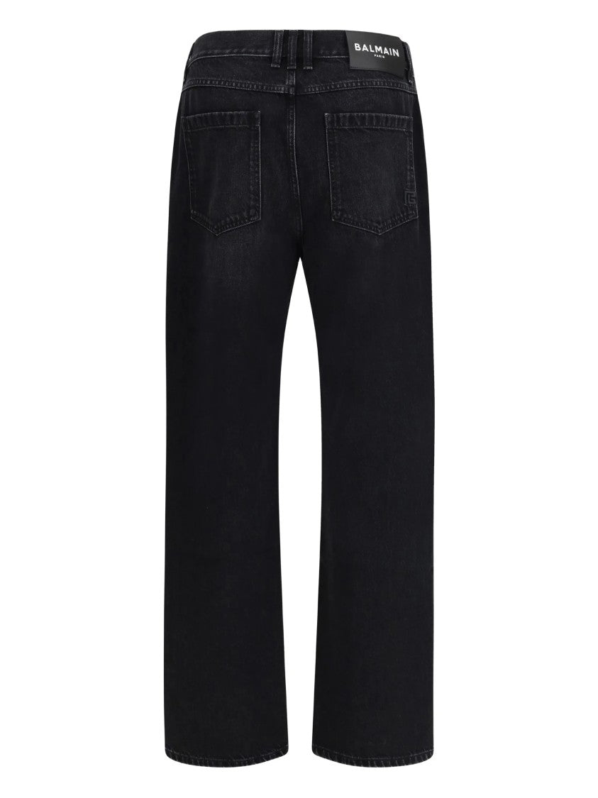Balmain Black Large Jeans Wide-Leg Denim Jeans