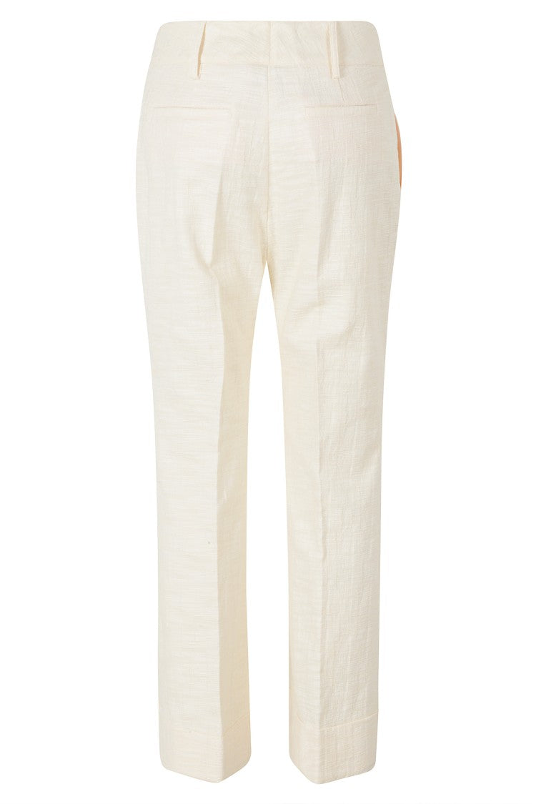 La Double J Cream Hendrix Belt Loops Soft Tapered Cotton Trousers