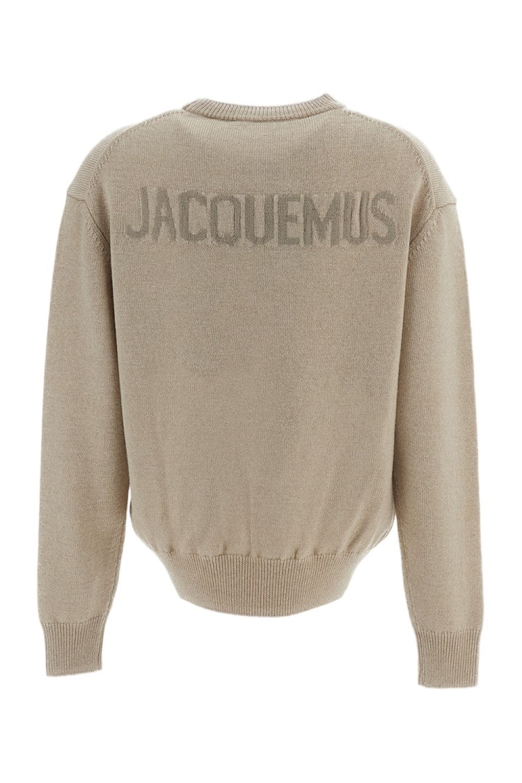 Jacquemus Beige La Maille Moulin Ribbed Merino Wool Crewneck Sweater