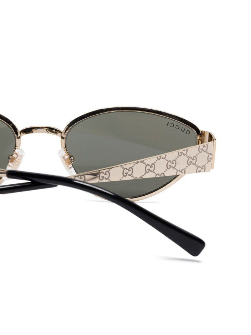 Gucci Narrow Oval Metal Frame Sunglasses