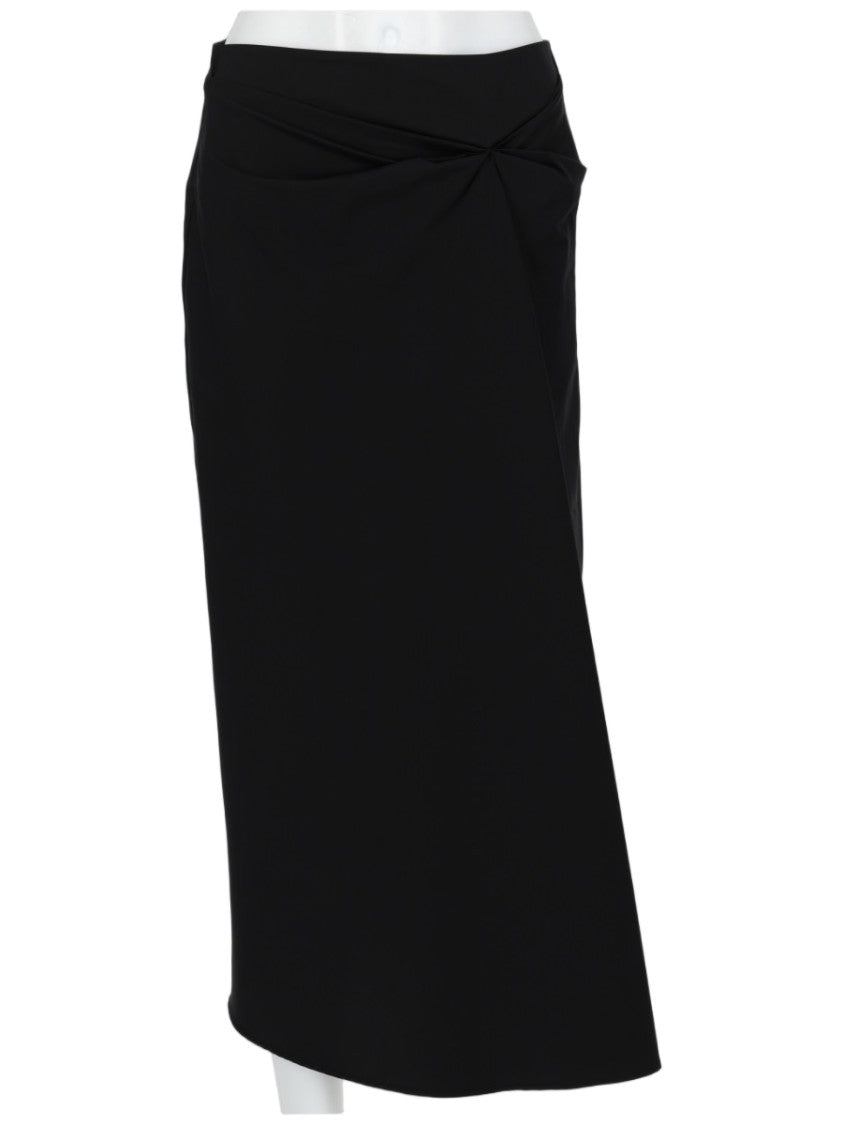 Max Mara Satin-Finish Black Midi Skirt With Asymmetrical Hem
