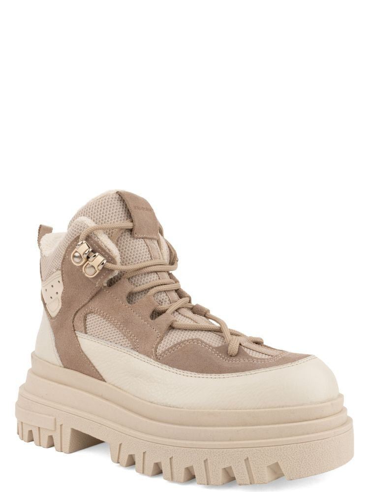 Prato Creativo Beige Chunky Suede Ankle Boots