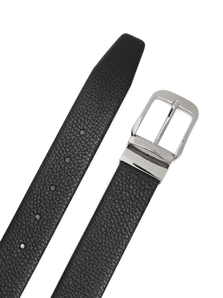 Doucal's Textured Leather Belt With Polished Metal Buckle
