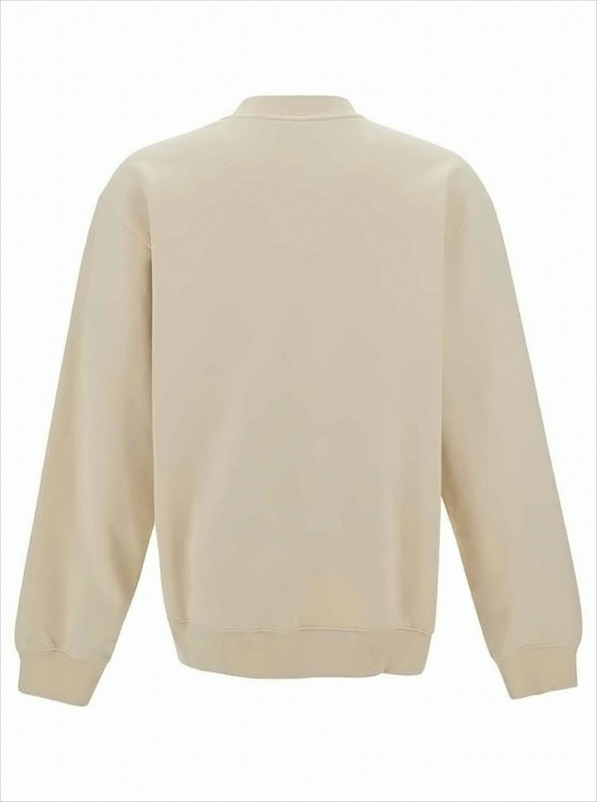 Jacquemus Beige Long-Sleeve Crewneck Sweatshirt With Minimalist Patch