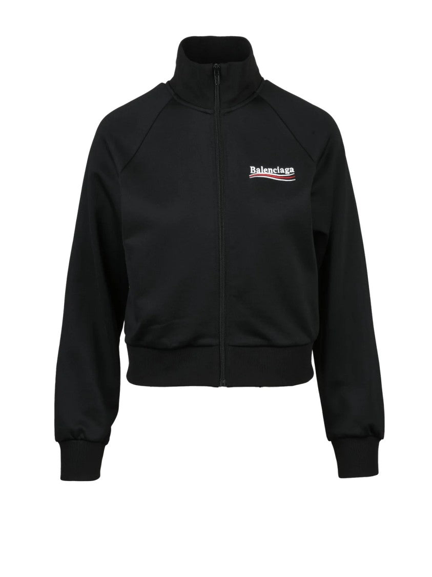 Balenciaga Zip Front Sweatshirt With High Collar And Relaxed Fit