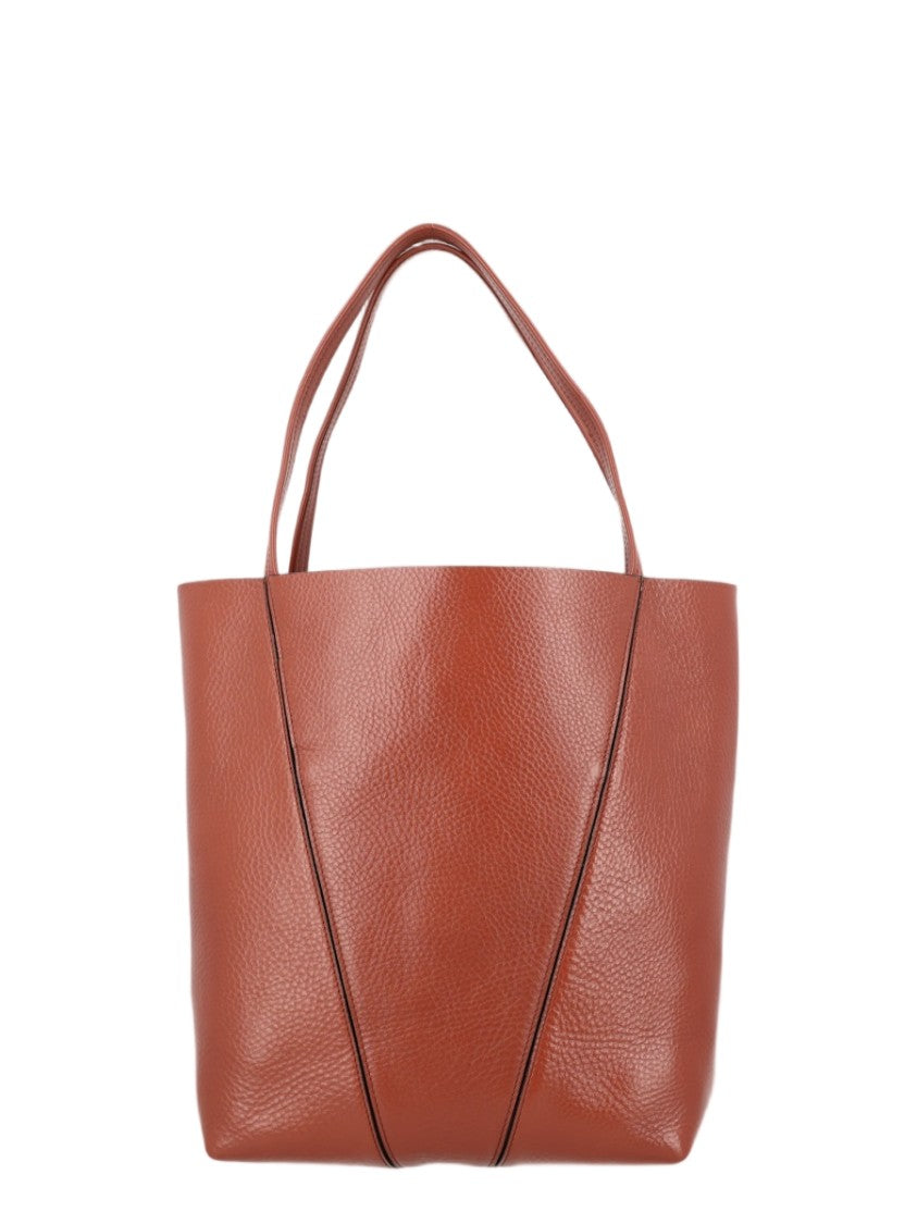 Chloé Textured Calfskin Tote With V-Shaped Seam Details And Gold-Chain Accents