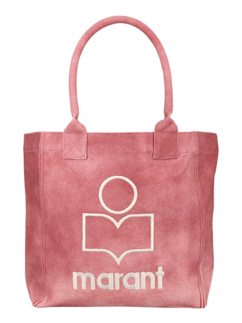 Isabel Marant Red Embroidered Logo Suede Tote Bag