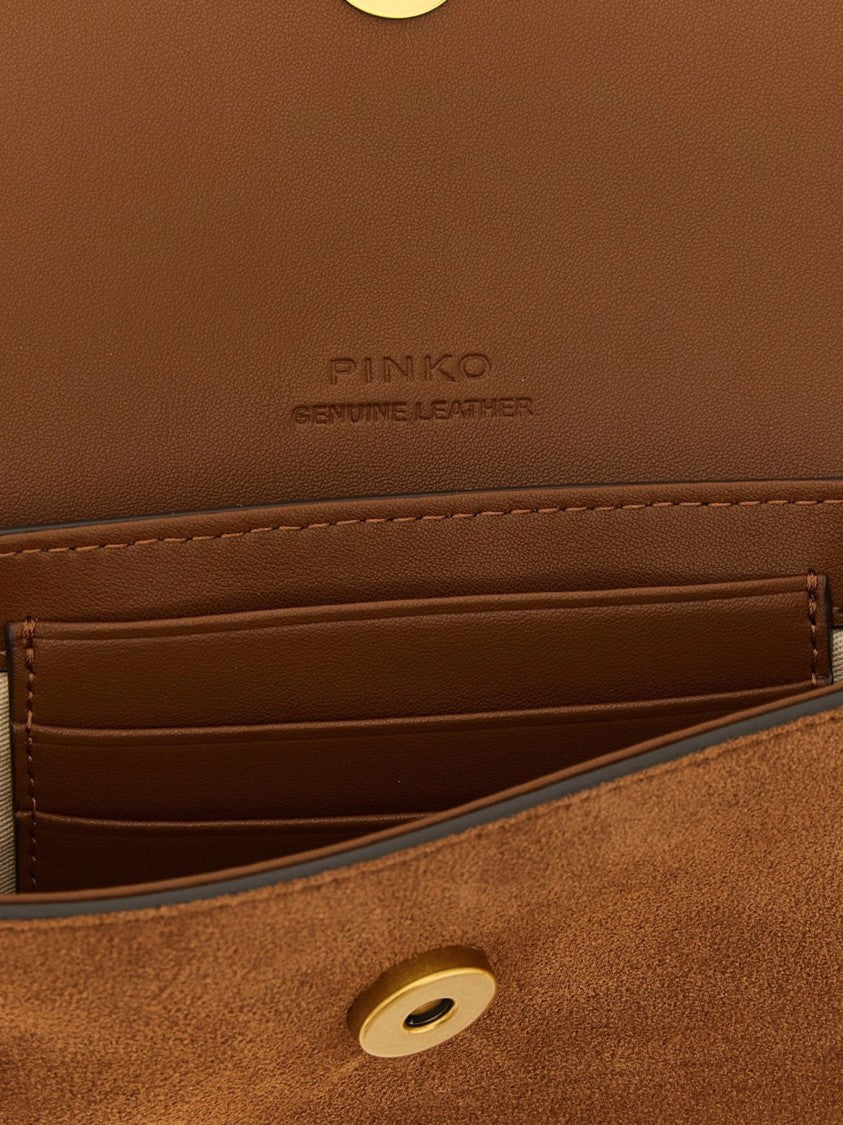 Pinko Suede Saddle Gold-Tone Shoulder Bag