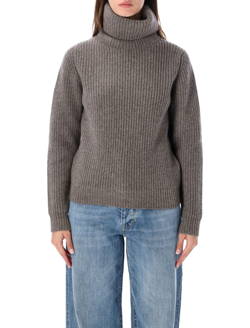 Fortela Ribbed High Turtleneck Knit Sweater