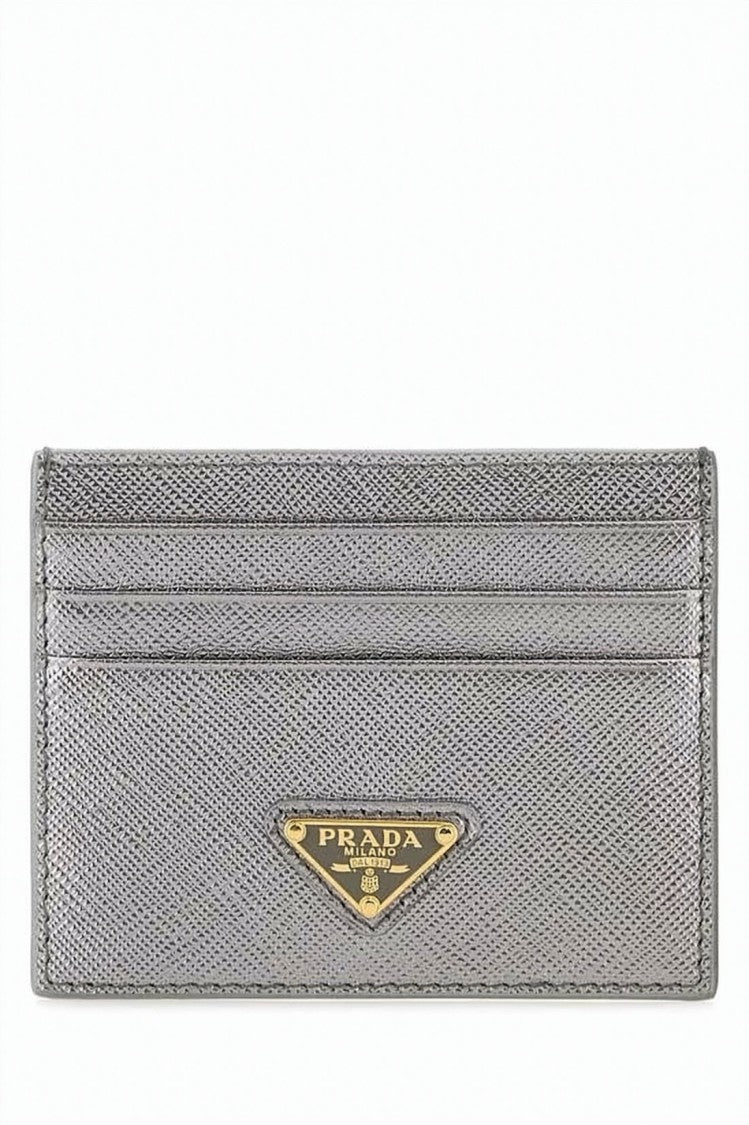 Prada Textured Silver Leather Cardholder
