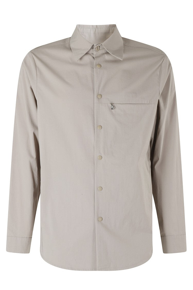 Aspesi Taupe Blade Zippered-Chest Cotton-Blend Casual Shirt