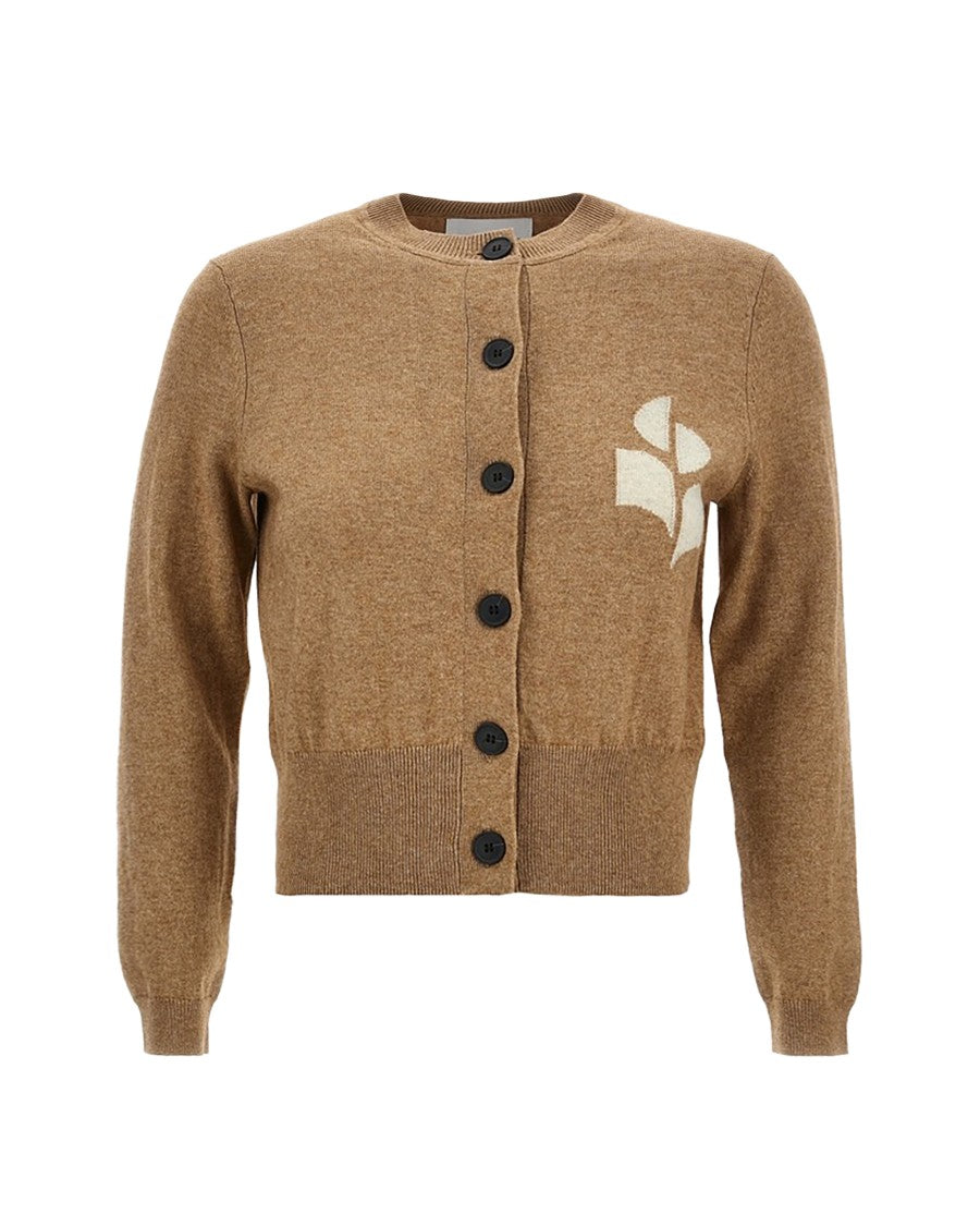 Isabel Marant Étoile Mélange Knit Cardigan With Intarsia Logo