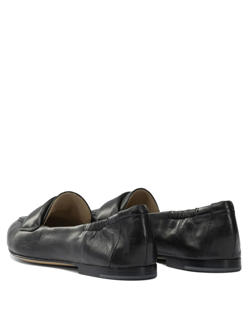 Pomme D'or Pointed Toe Black Calf Leather Loafers