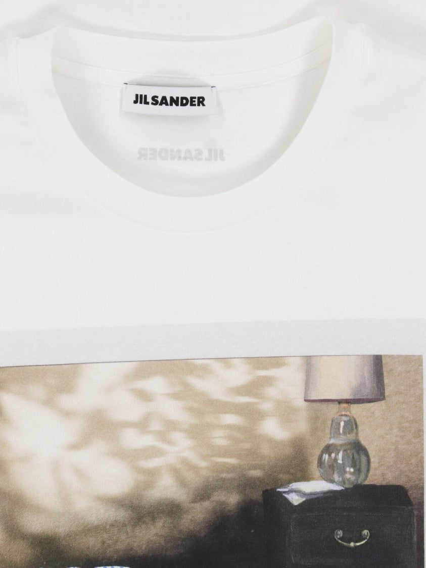 Jil Sander White Long-Sleeve Printed T-Shirt