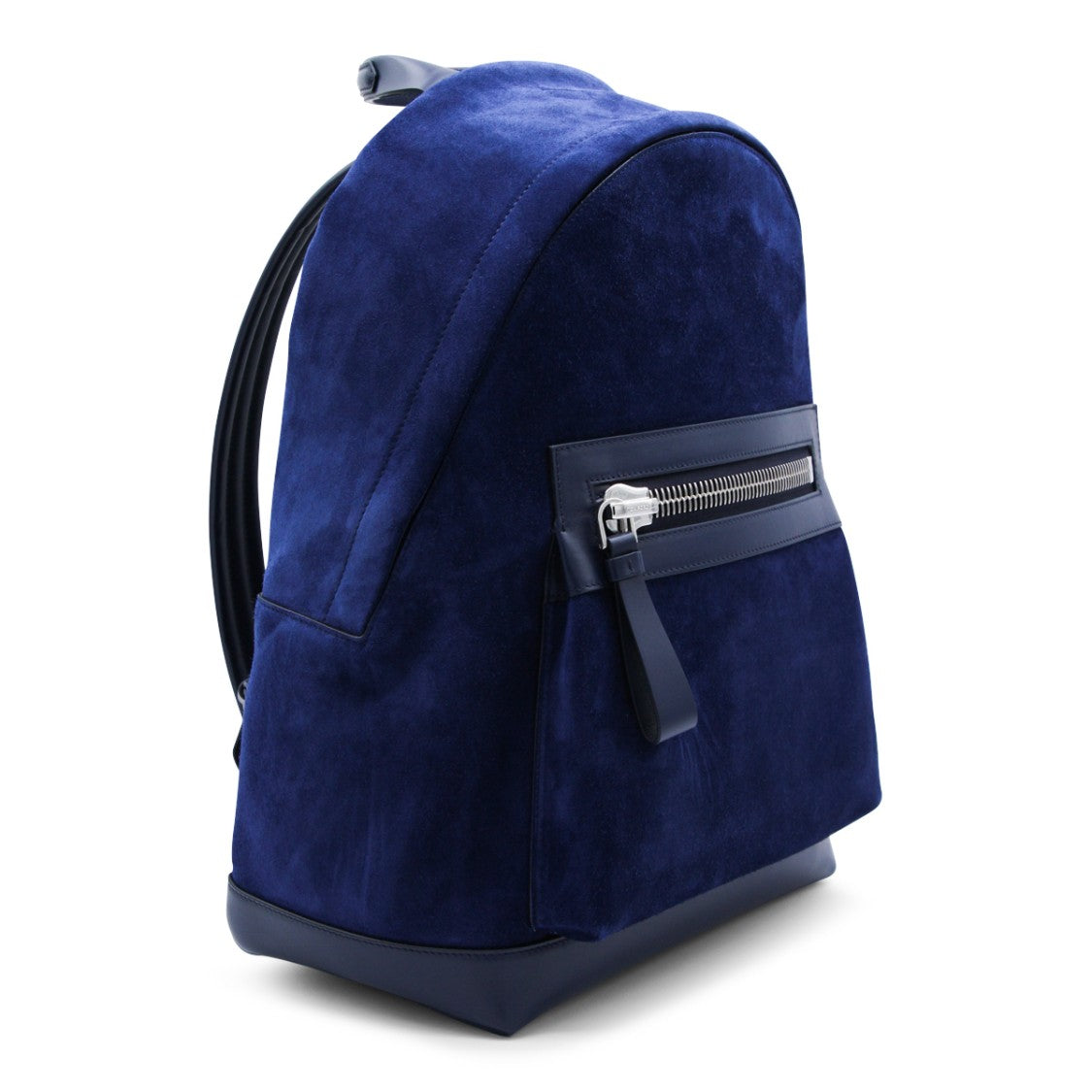 Tom Ford Navy Suede Backpack With Front Zip Pocket