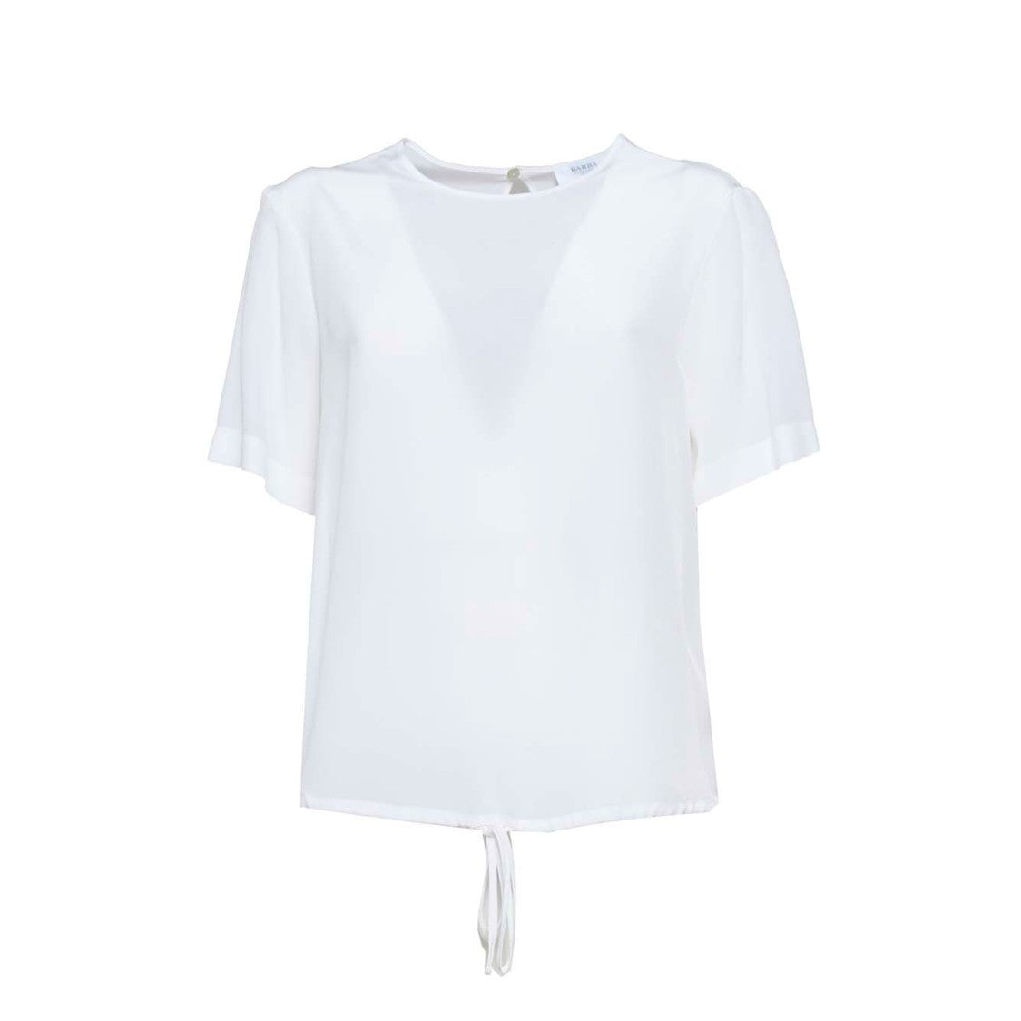 Barba White Silk Crewneck Blouse