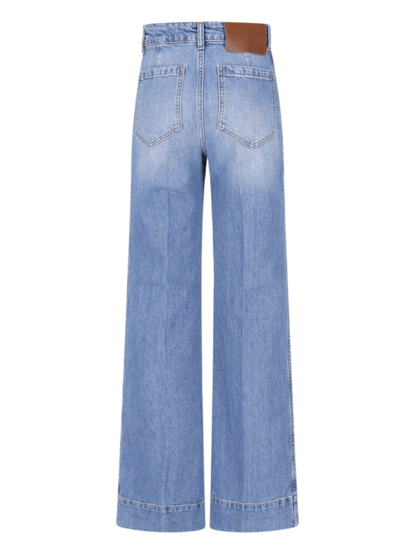 Victoria Beckham Wide-Leg High-Waisted Jeans With Logo Detail