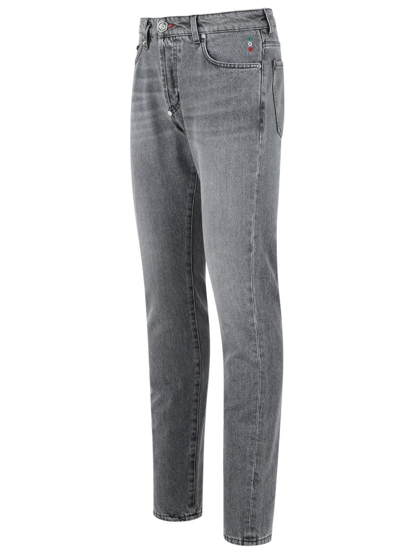 Philipp Plein 'Straight' Grey Cotton Jeans