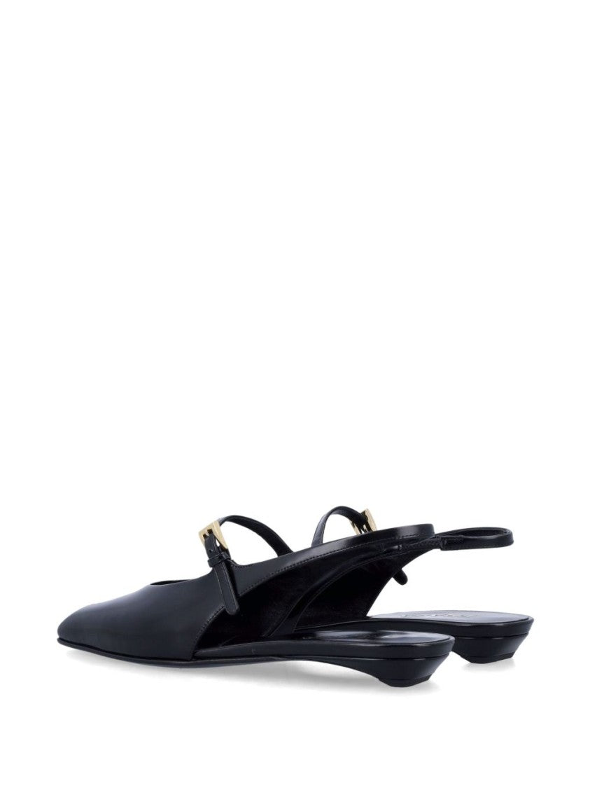 Prada Pointed Toe Flat Shoes With Slingback Strap