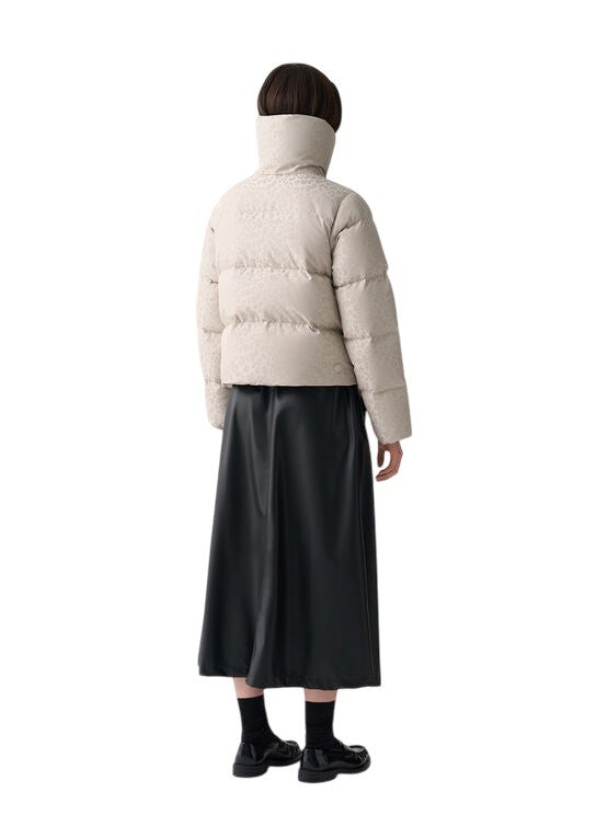 Colmar Originals Cropped Cream Coat With Animalier Pattern