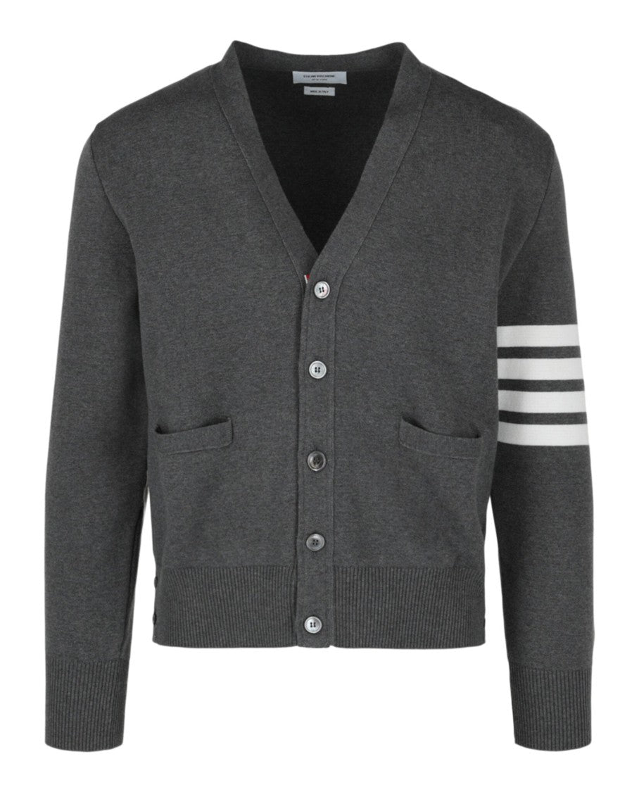 Thom Browne Cotton Crepe V-Neck Cardigan