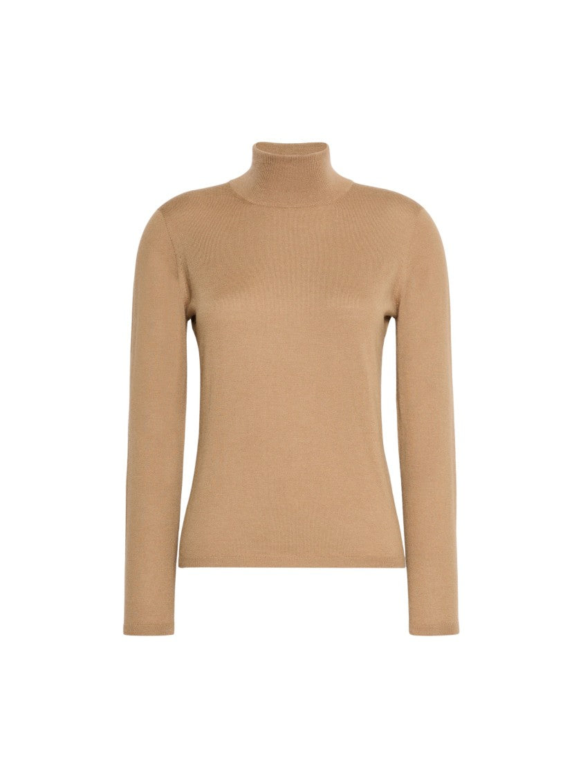 Max Mara Brown Gatto Cashmere Mock Neck Sweater